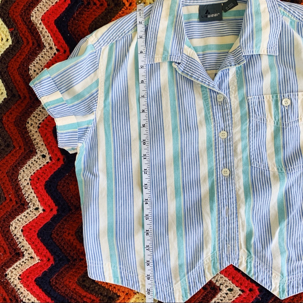 SOLD Vintage 90s Lizwear Pastel Striped Button Up - Picture 7 of 7